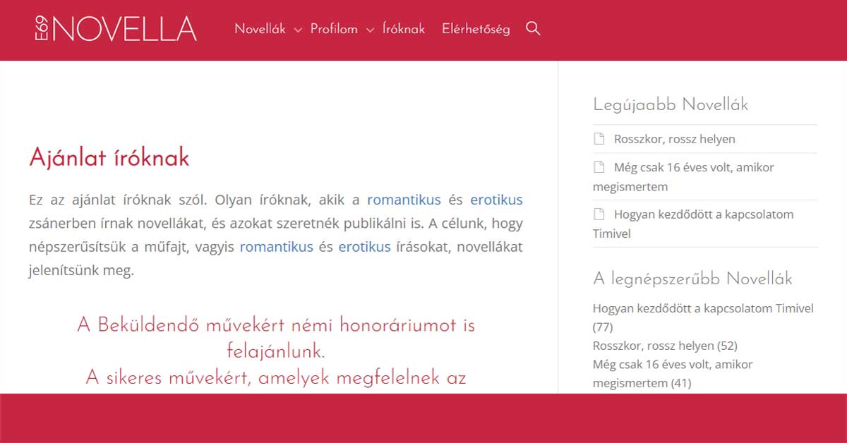 Ajánlat Erotikus Novellát Íróknak - Írók és Olvasók